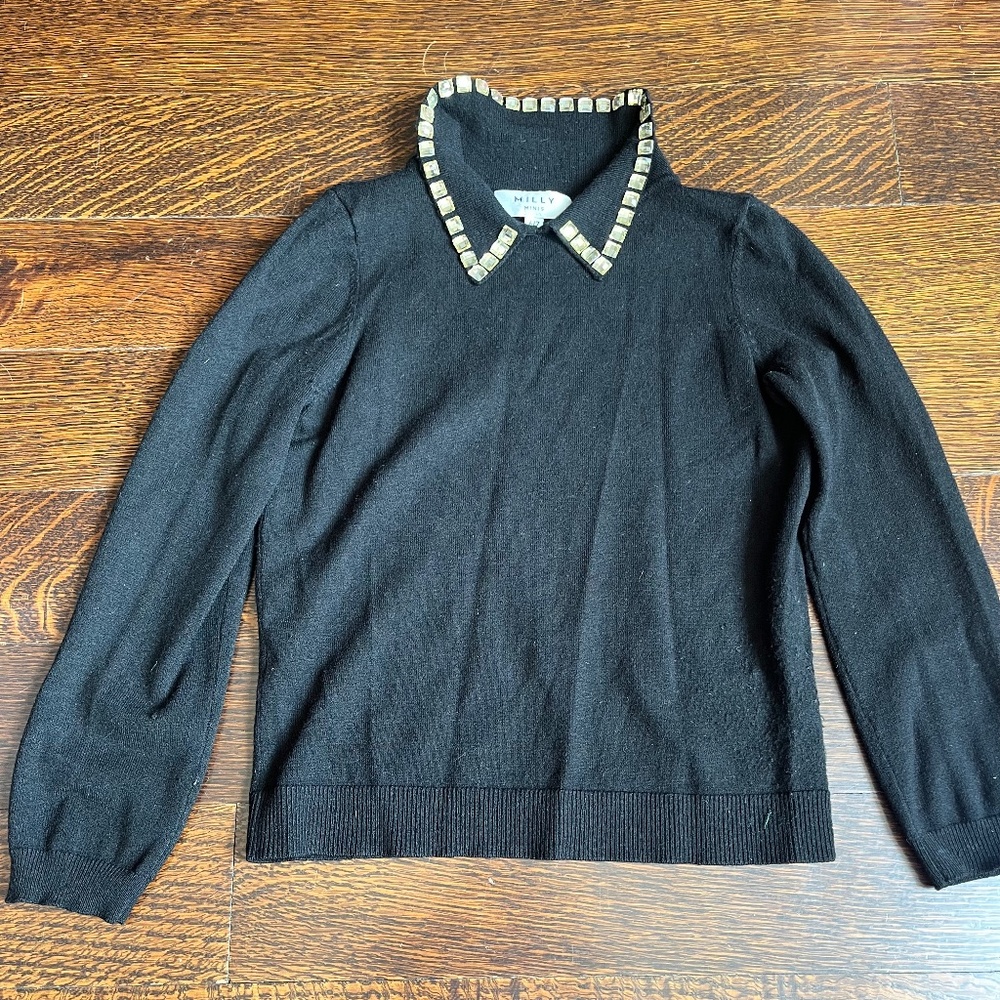 Milly Minis Black Sweater with Gemstones